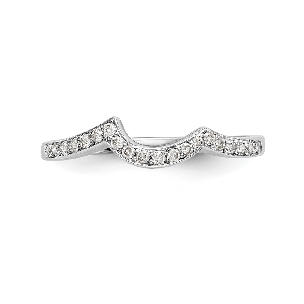 14K White Gold 1/6 carat Diamond Contoured Complete Wedding Band