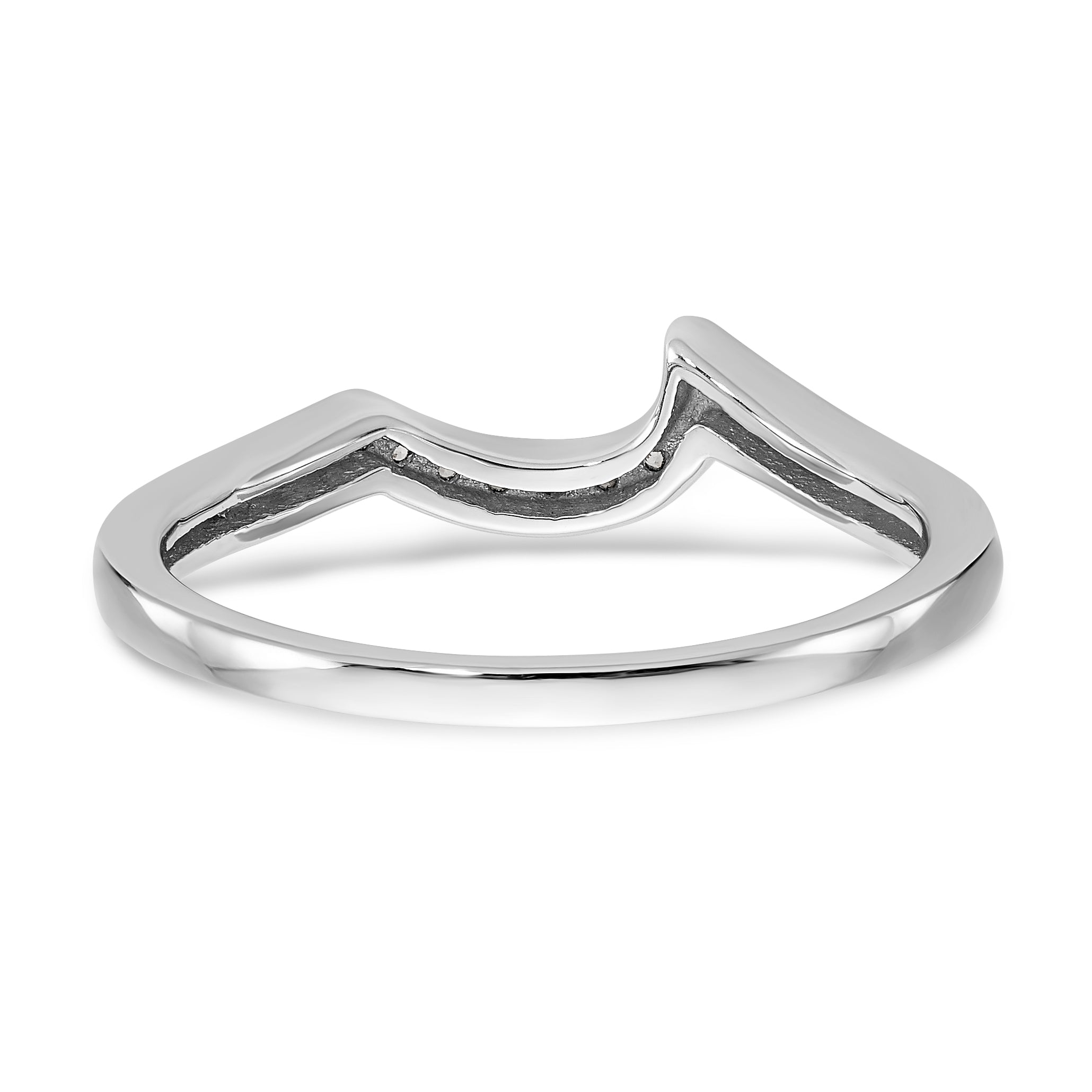 14K White Gold 1/6 carat Diamond Contoured Complete Wedding Band