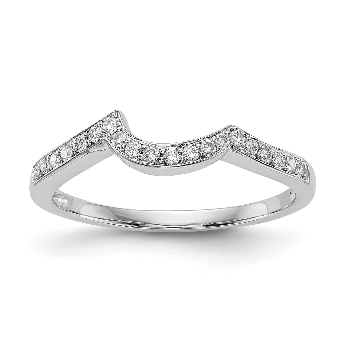 14K White Gold 1/6 carat Diamond Contoured Complete Wedding Band
