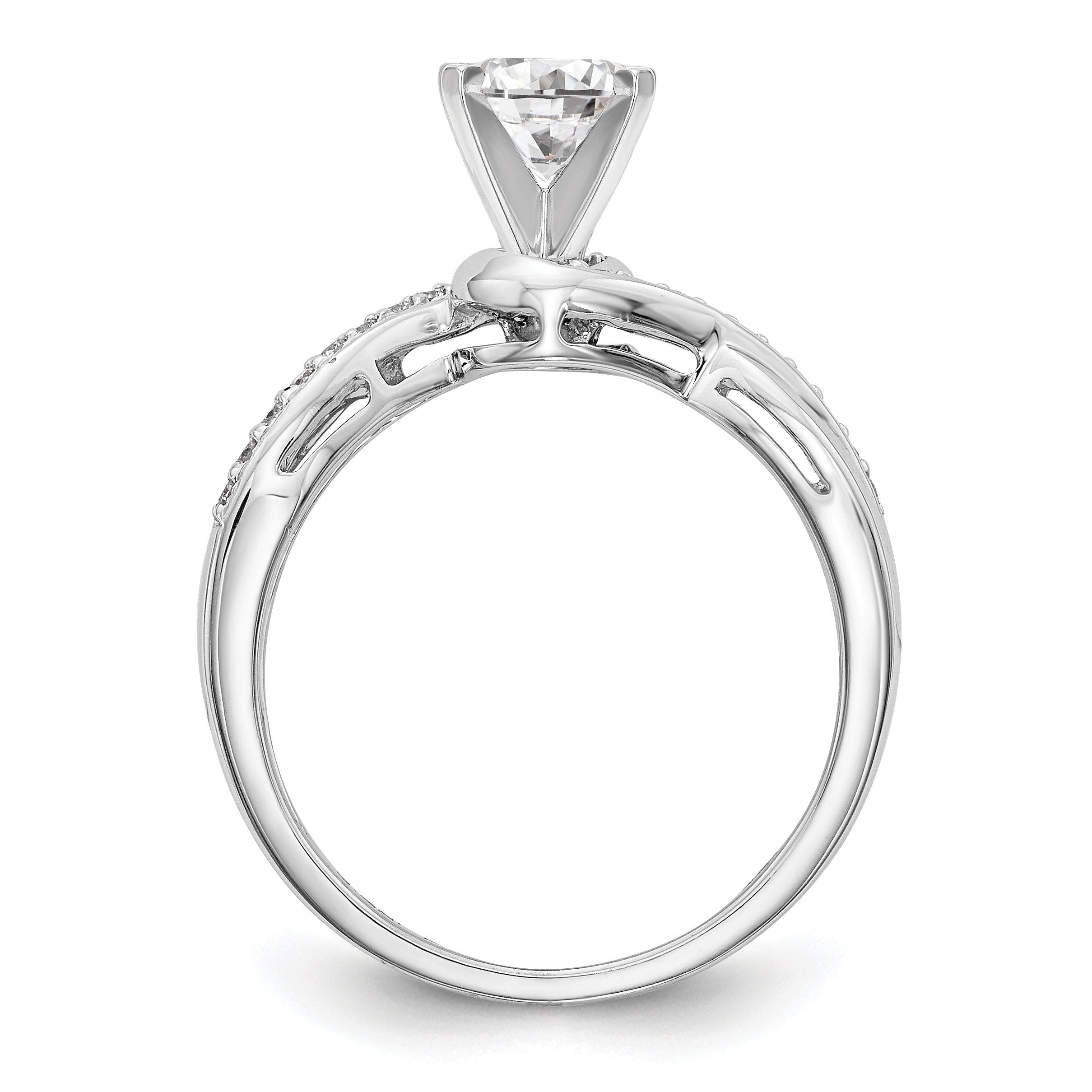14K White Gold Criss-Cross Peg Set 1/6 carat Diamond Semi-mount Engagement Ring Secondary image