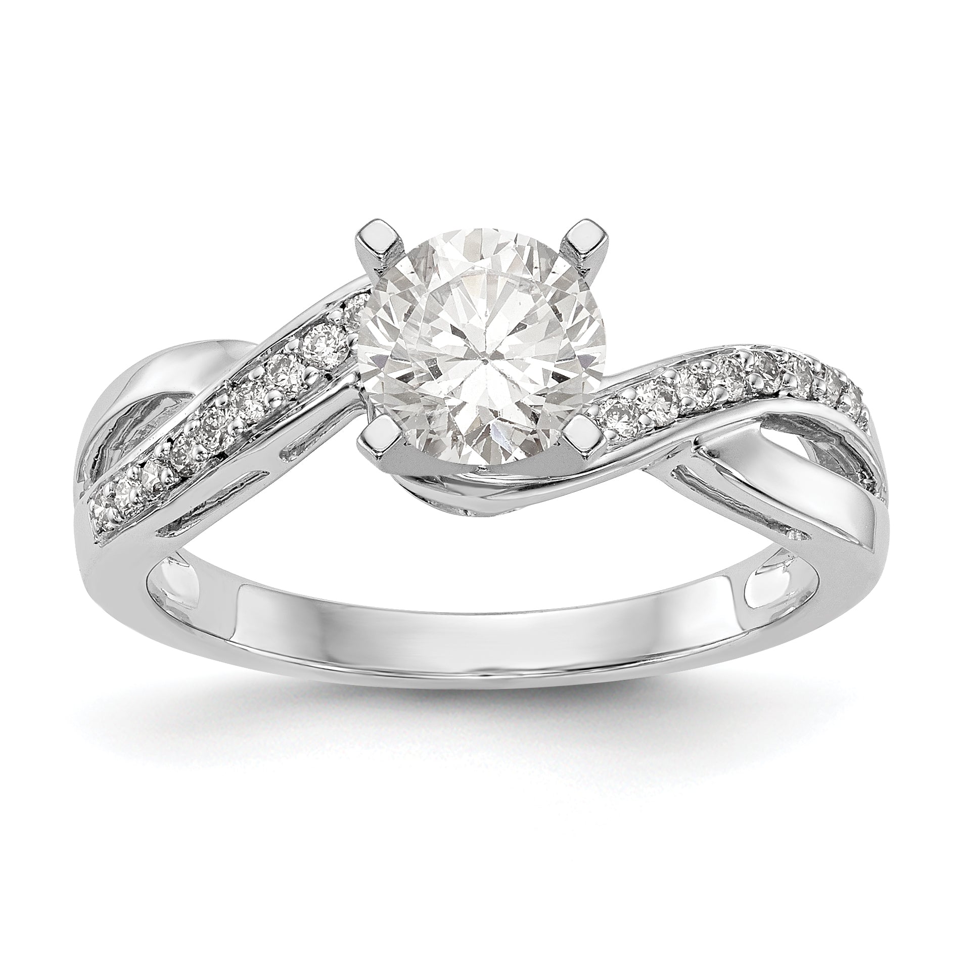 14K White Gold Criss-Cross Peg Set 1/6 carat Diamond Semi-mount Engagement Ring Main image