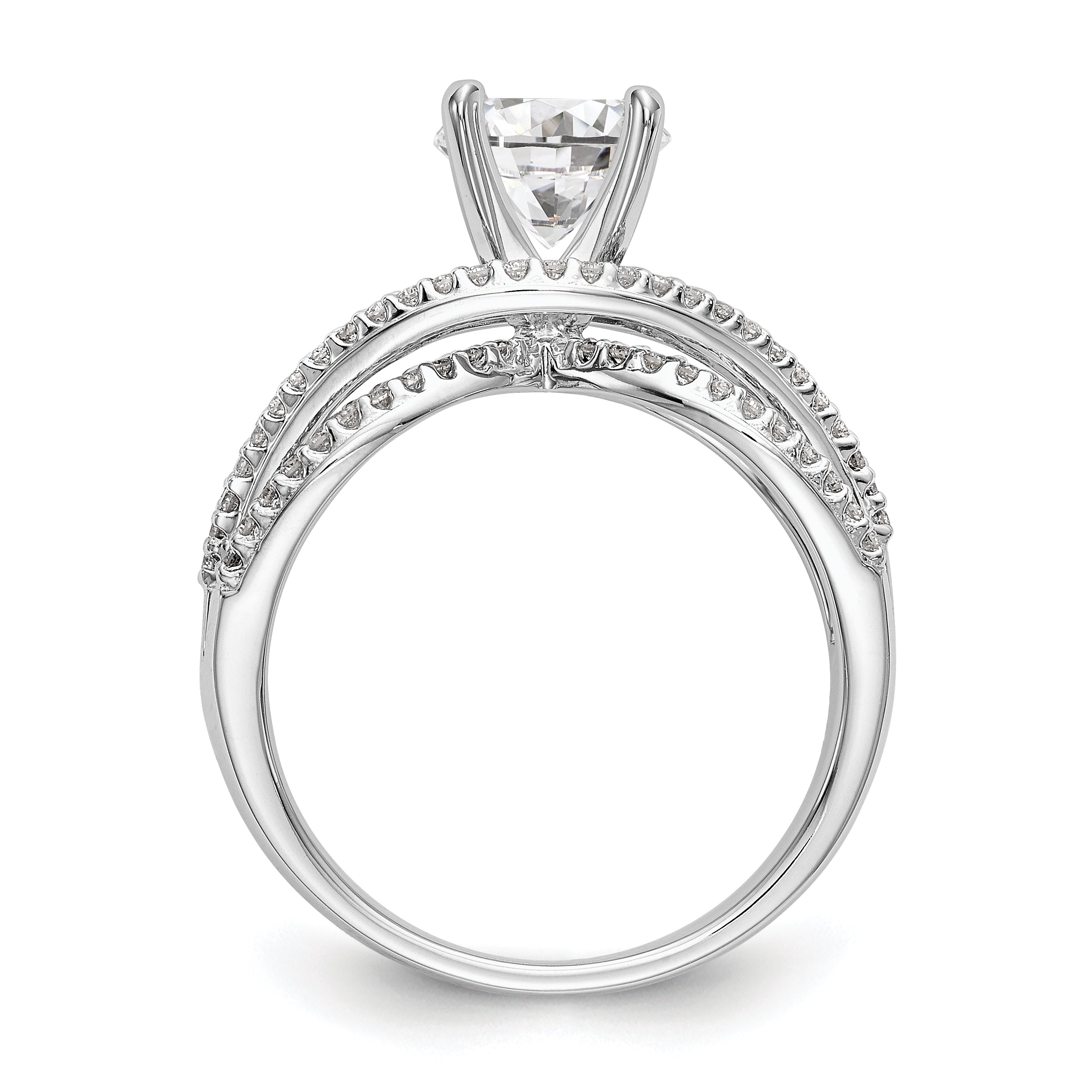 14K White Gold Criss-Cross Peg Set 3/8 carat Diamond Semi-mount Engagement Ring Secondary image