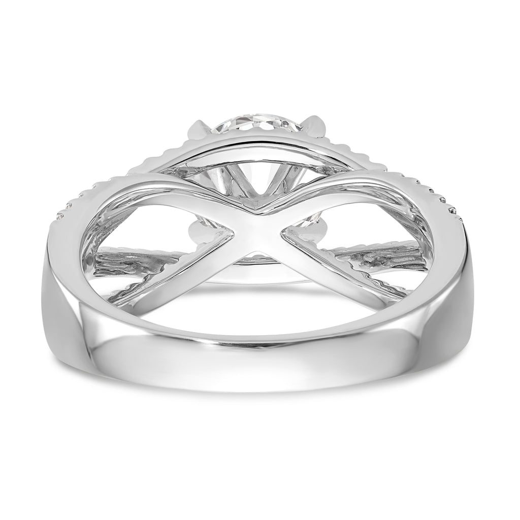 14K White Gold Criss-Cross Peg Set 3/8 carat Diamond Semi-mount Engagement Ring