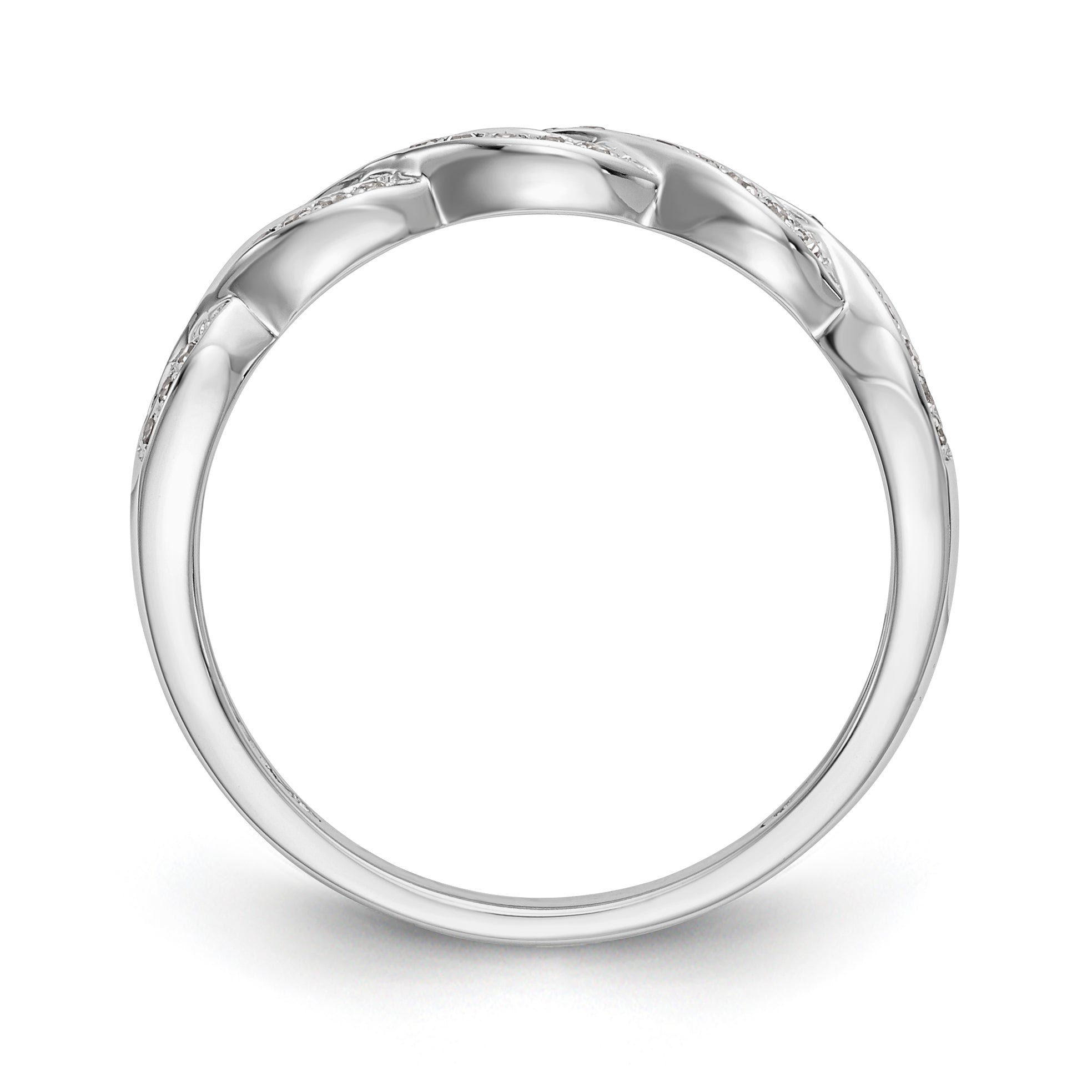 14K White Gold Criss-Cross 1/8 carat Diamond Complete Wedding Band Secondary image