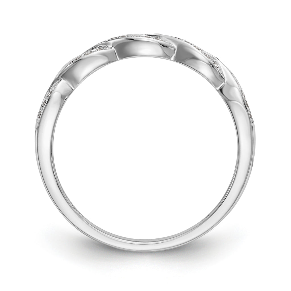 14K White Gold Criss-Cross 1/8 carat Diamond Complete Wedding Band