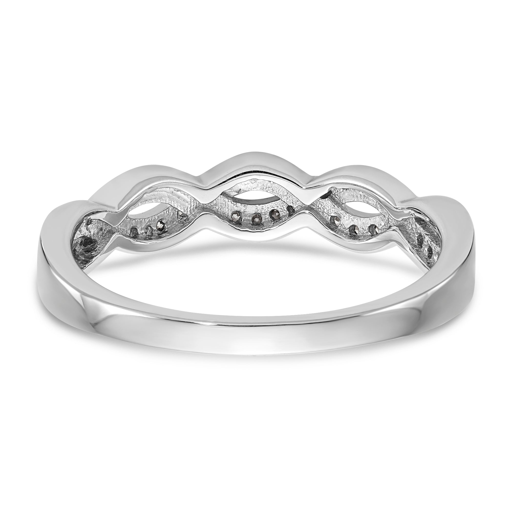 14K White Gold Criss-Cross 1/8 carat Diamond Complete Wedding Band
