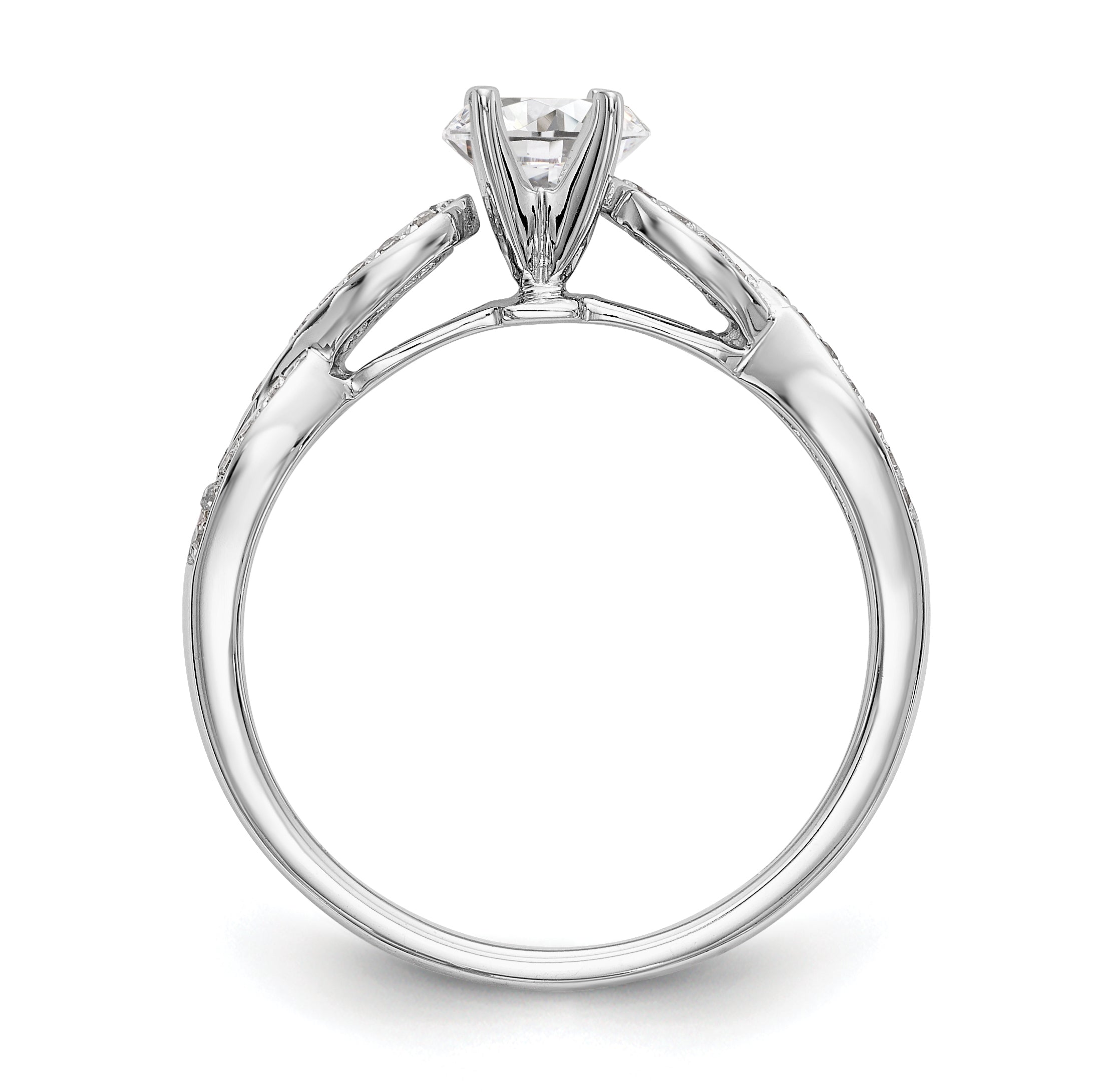 14K White Gold Criss-Cross Peg Set 1/8 carat Diamond Semi-mount Engagement Ring Secondary image