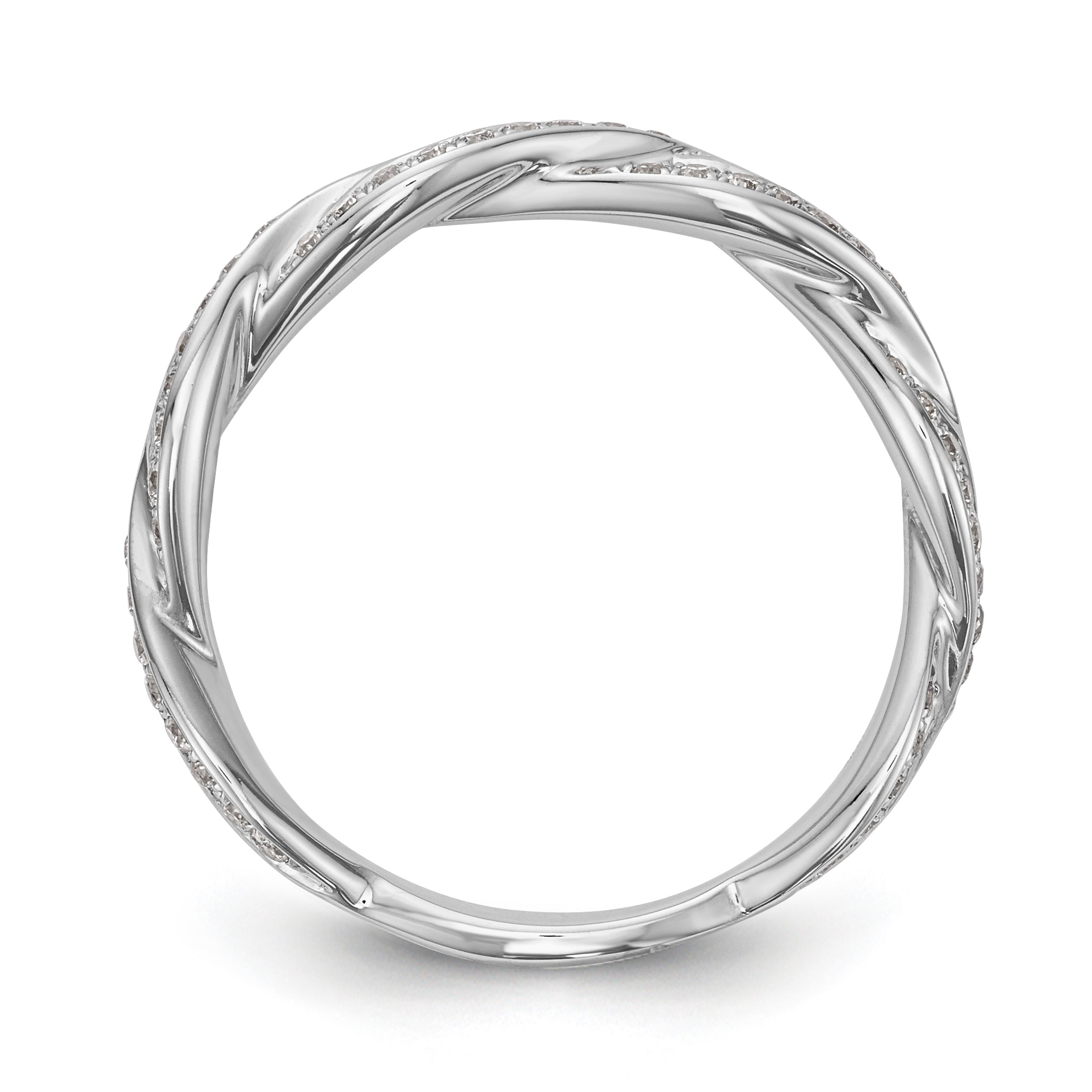 14K White Gold Criss-Cross 1/3 carat Diamond Complete Wedding Band Secondary image