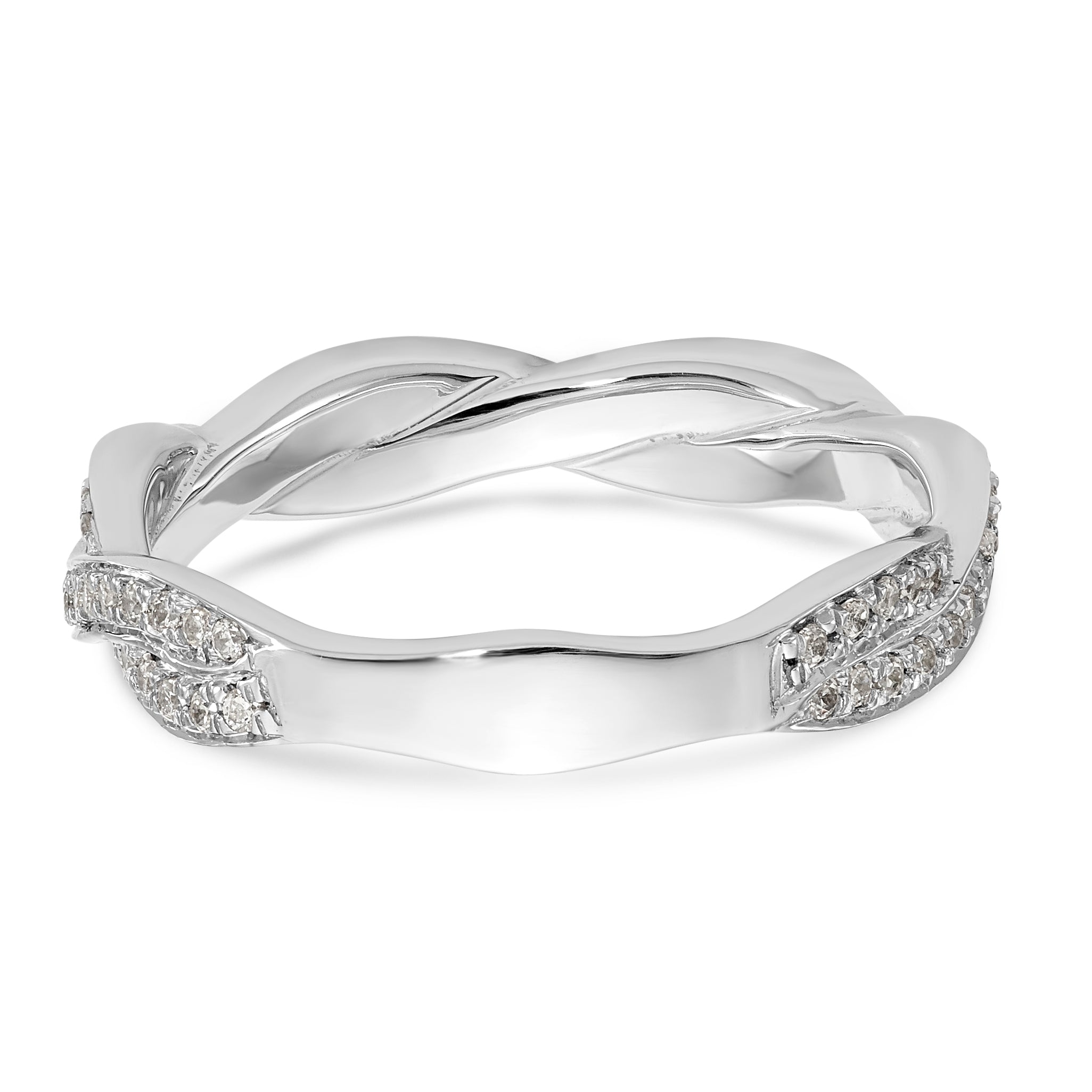 14K White Gold Criss-Cross 1/3 carat Diamond Complete Wedding Band