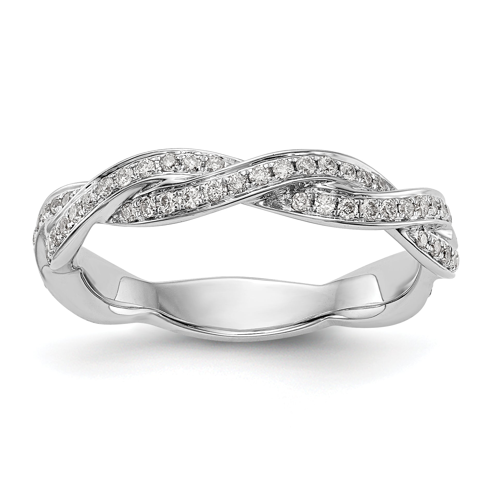 14K White Gold Criss-Cross 1/3 carat Diamond Complete Wedding Band Main image
