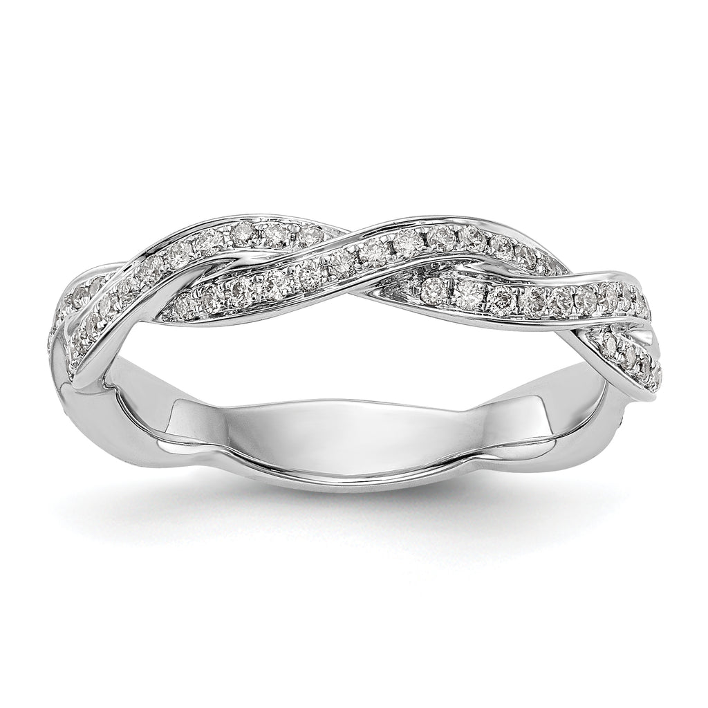 14K White Gold Criss-Cross 1/3 carat Diamond Complete Wedding Band