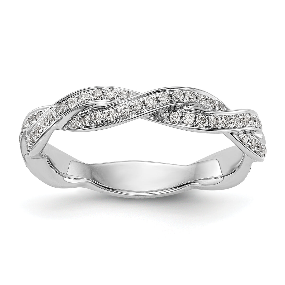 14K White Gold Criss-Cross 1/3 carat Diamond Complete Wedding Band