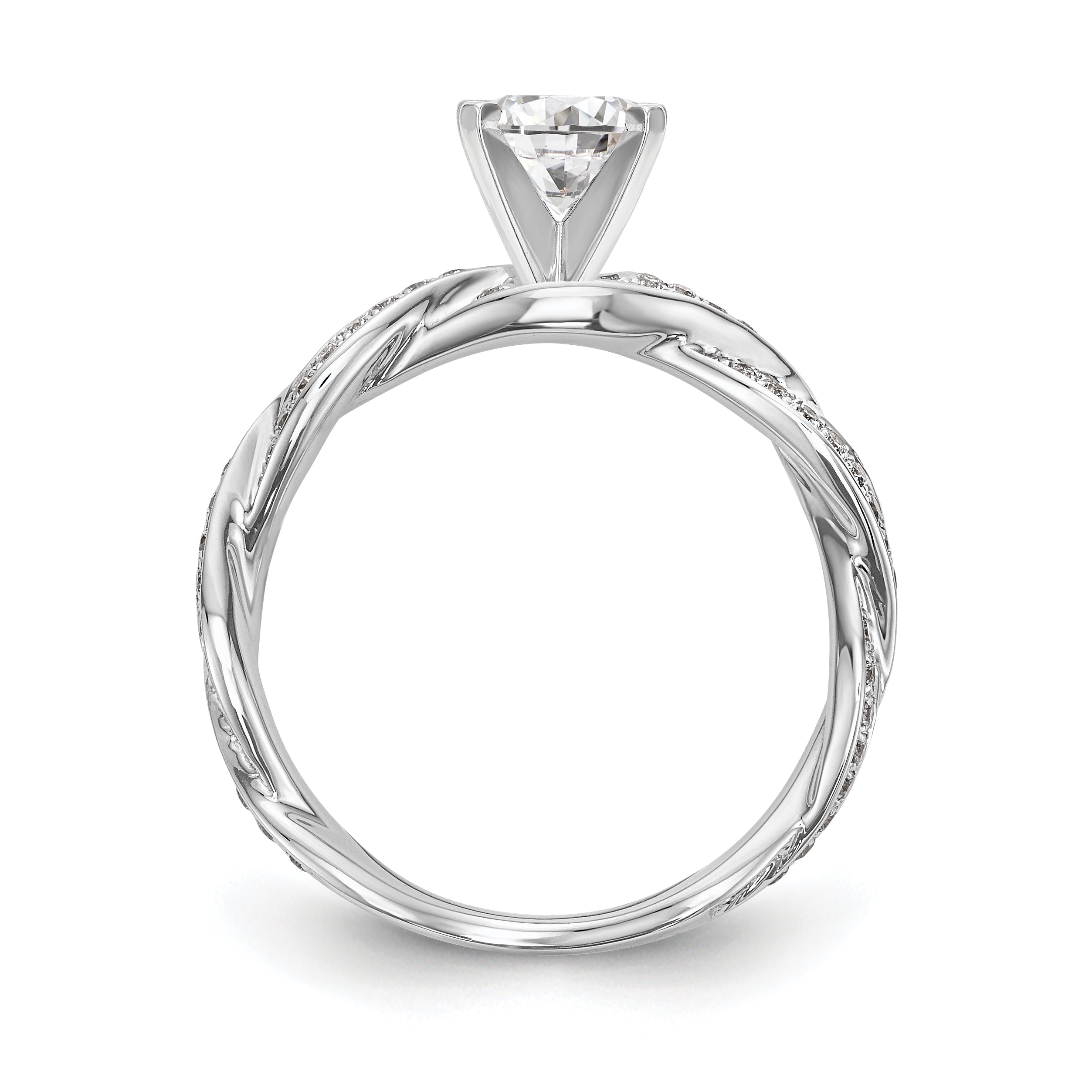 14K White Gold Criss-Cross Peg Set 3/8 carat Diamond Semi-mount Engagement Ring Secondary image