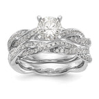 14K White Gold Peg Set Diamond Semi-mount Criss-Cross Engagement Ring