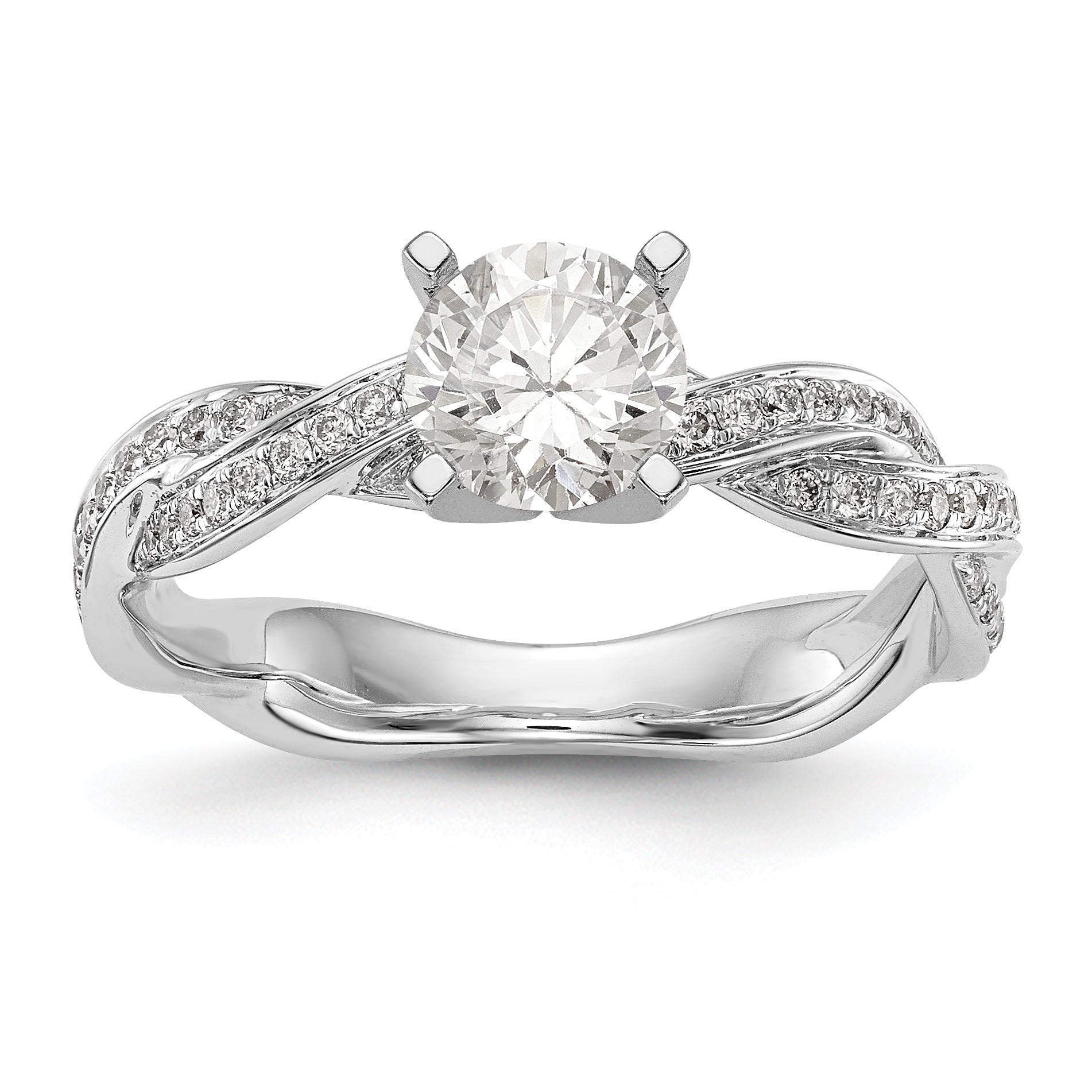 14K White Gold Criss-Cross Peg Set 3/8 carat Diamond Semi-mount Engagement Ring Main image