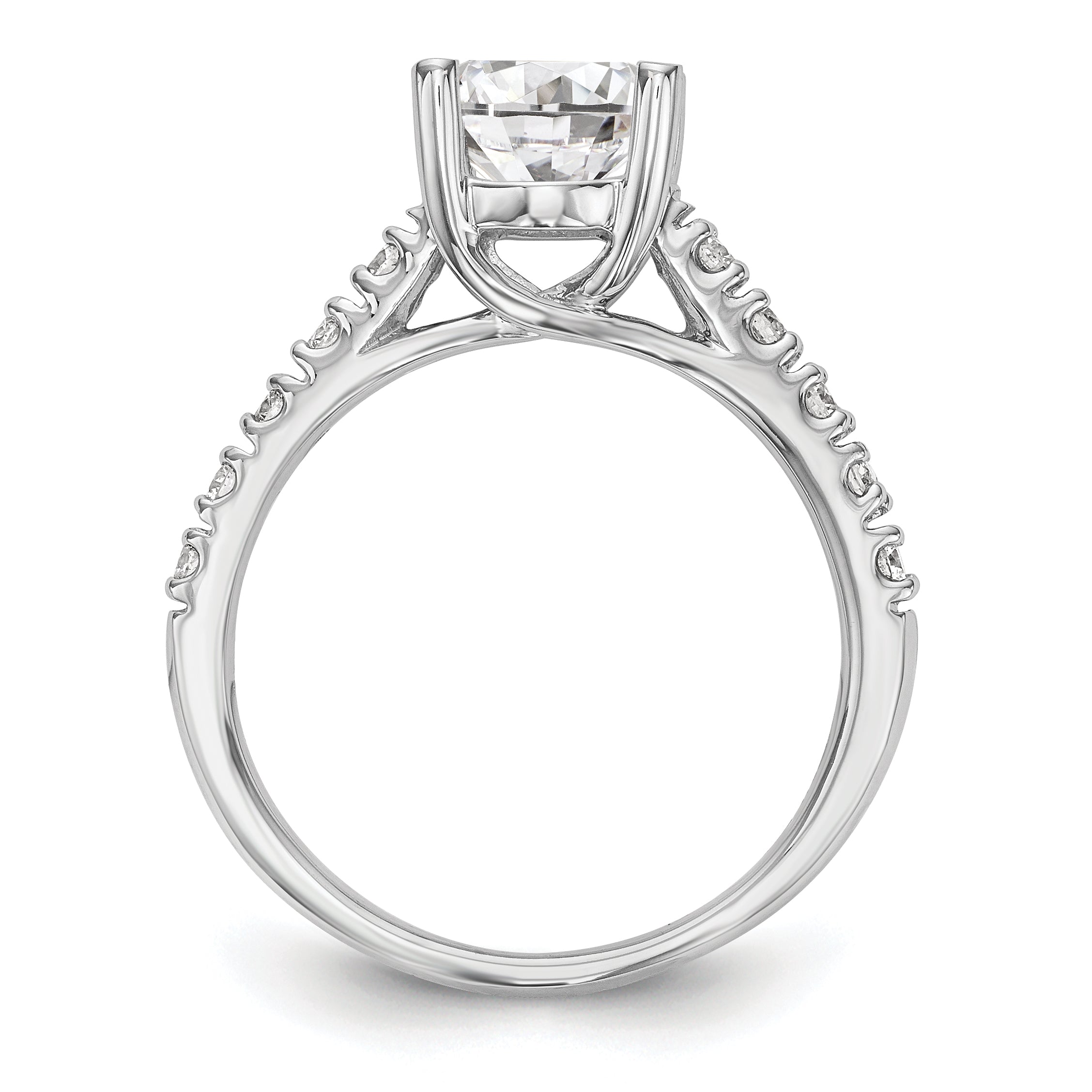 14K White Gold (Holds 1.5 carat (7.5mm) Round Center) 1/3 carat Diamond Semi-Mount Engagement Ring