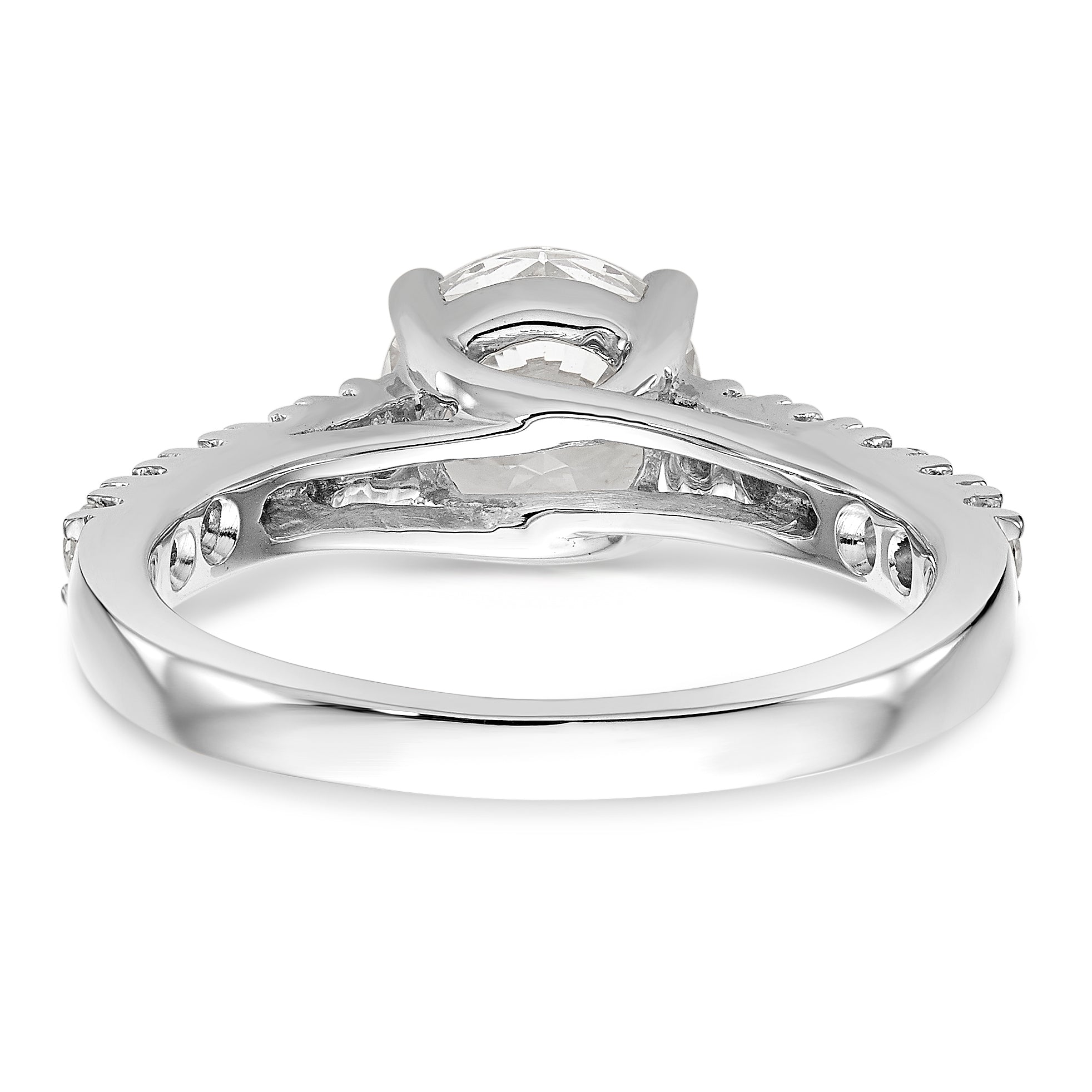 14K White Gold (Holds 1.5 carat (7.5mm) Round Center) 1/3 carat Diamond Semi-Mount Engagement Ring