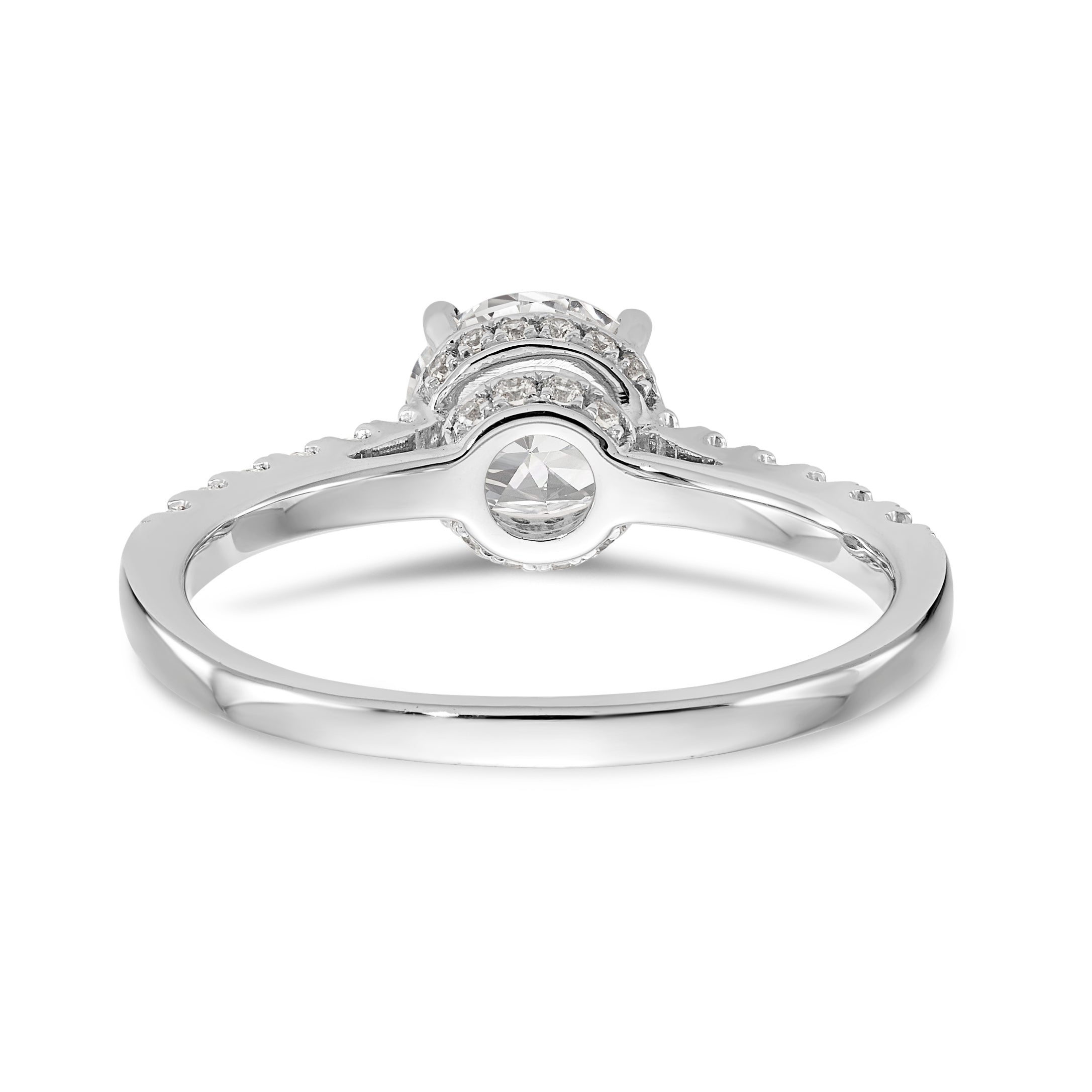 14K White Gold (Holds 1/2 carat (5.00mm) Round Center) 1/5 carat Diamond Semi-Mount Engagement Ring