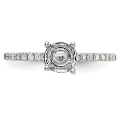 14K White Gold (Holds 3/4 carat (6.00mm) Round Center) 1/5 carat Diamond Semi-Mount Engagement Ring