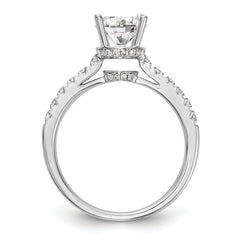 14K White Gold (Holds 1 carat (6.50mm) Round Center) 1/4 carat Diamond Semi-Mount Engagement Ring
