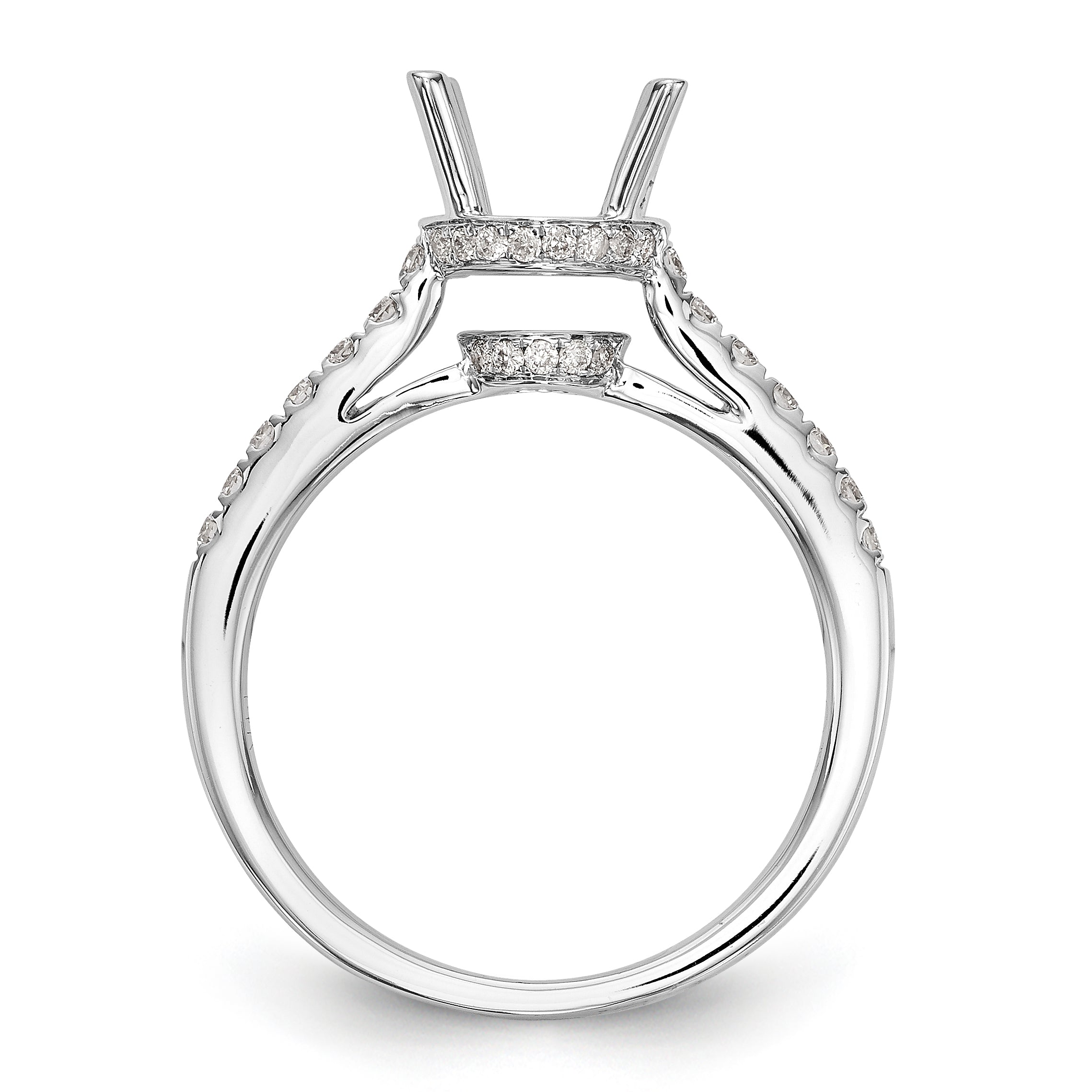 14K White Gold (Holds 1.25 carat (7.00mm) Round Center) 3/8 carat Diamond Semi-Mount Engagement Ring