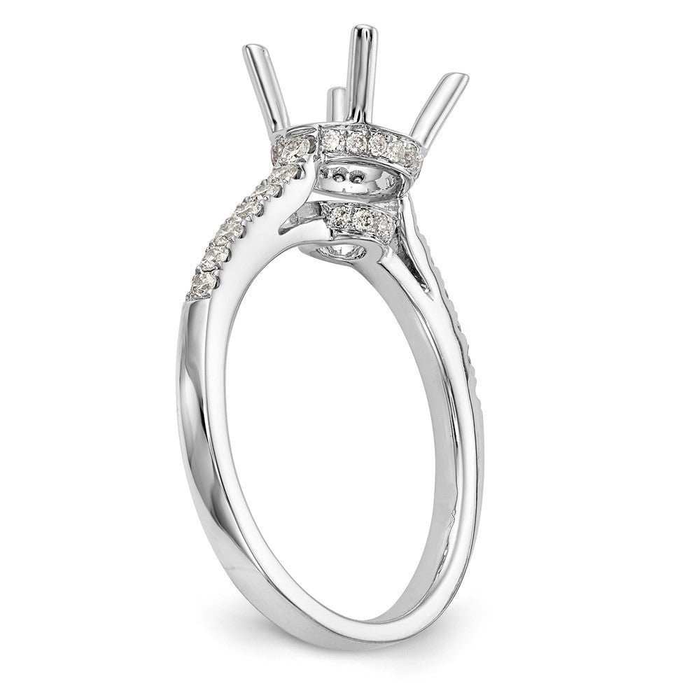 14K White Gold (Holds 1.25 carat (7.00mm) Round Center) 3/8 carat Diamond Semi-Mount Engagement Ring