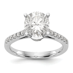 14K White Gold (Holds 1.25 carat (7.00mm) Round Center) 3/8 carat Diamond Semi-Mount Engagement Ring