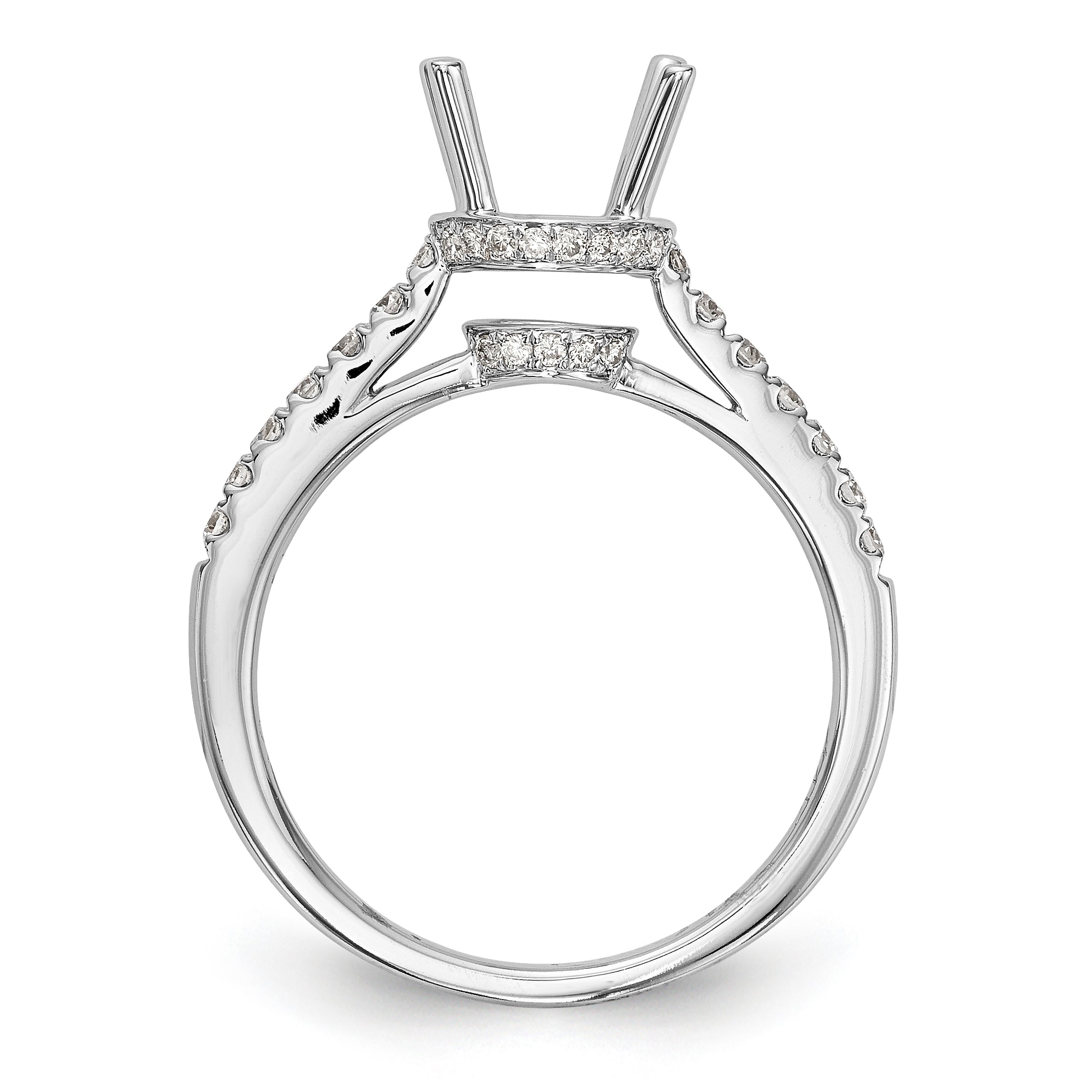 14K White Gold (Holds 1.5 carat (7.50mm) Round Center) 1/3 carat Diamond Semi-Mount Engagement Ring