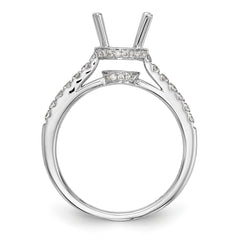 14K White Gold (Holds 1.5 carat (7.50mm) Round Center) 1/3 carat Diamond Semi-Mount Engagement Ring