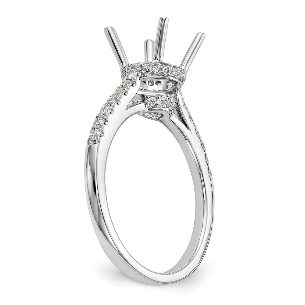 14K White Gold (Holds 1.5 carat (7.50mm) Round Center) 1/3 carat Diamond Semi-Mount Engagement Ring