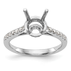 14K White Gold (Holds 1.5 carat (7.50mm) Round Center) 1/3 carat Diamond Semi-Mount Engagement Ring
