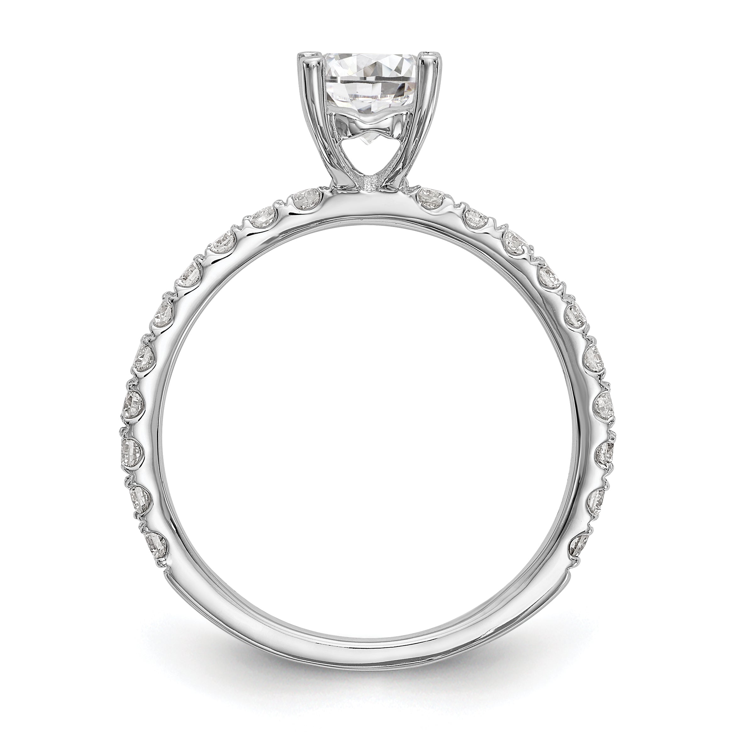 14K White Gold (Holds 1 carat (6.5mm) Round Center) 1/3 carat Diamond Semi-Mount Engagement Ring