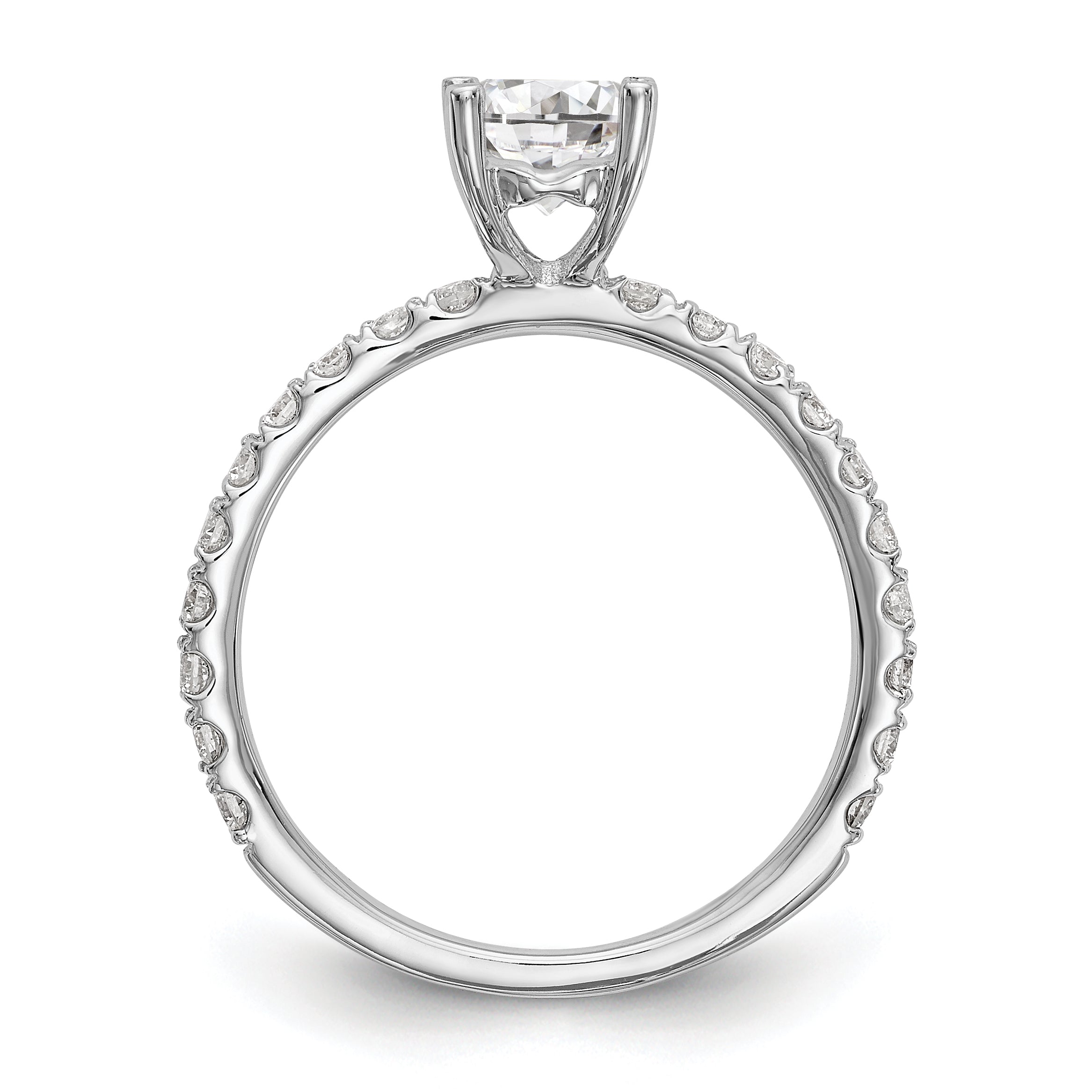 14K White Gold (Holds 1 carat (6.5mm) Round Center) 1/3 carat Diamond Semi-Mount Engagement Ring Secondary image