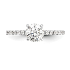 14K White Gold (Holds 1 carat (6.5mm) Round Center) 1/3 carat Diamond Semi-Mount Engagement Ring