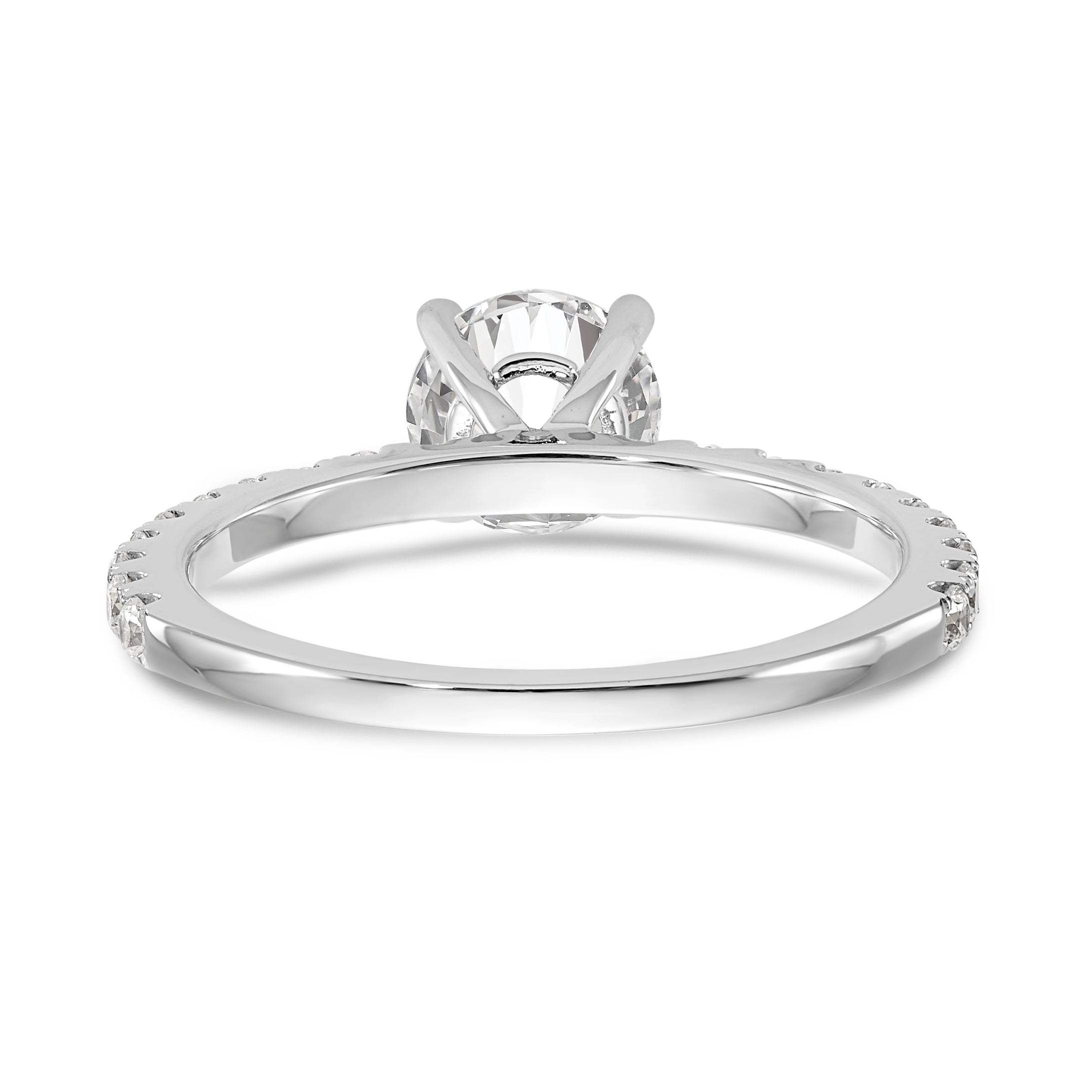 14K White Gold (Holds 1 carat (6.5mm) Round Center) 1/3 carat Diamond Semi-Mount Engagement Ring