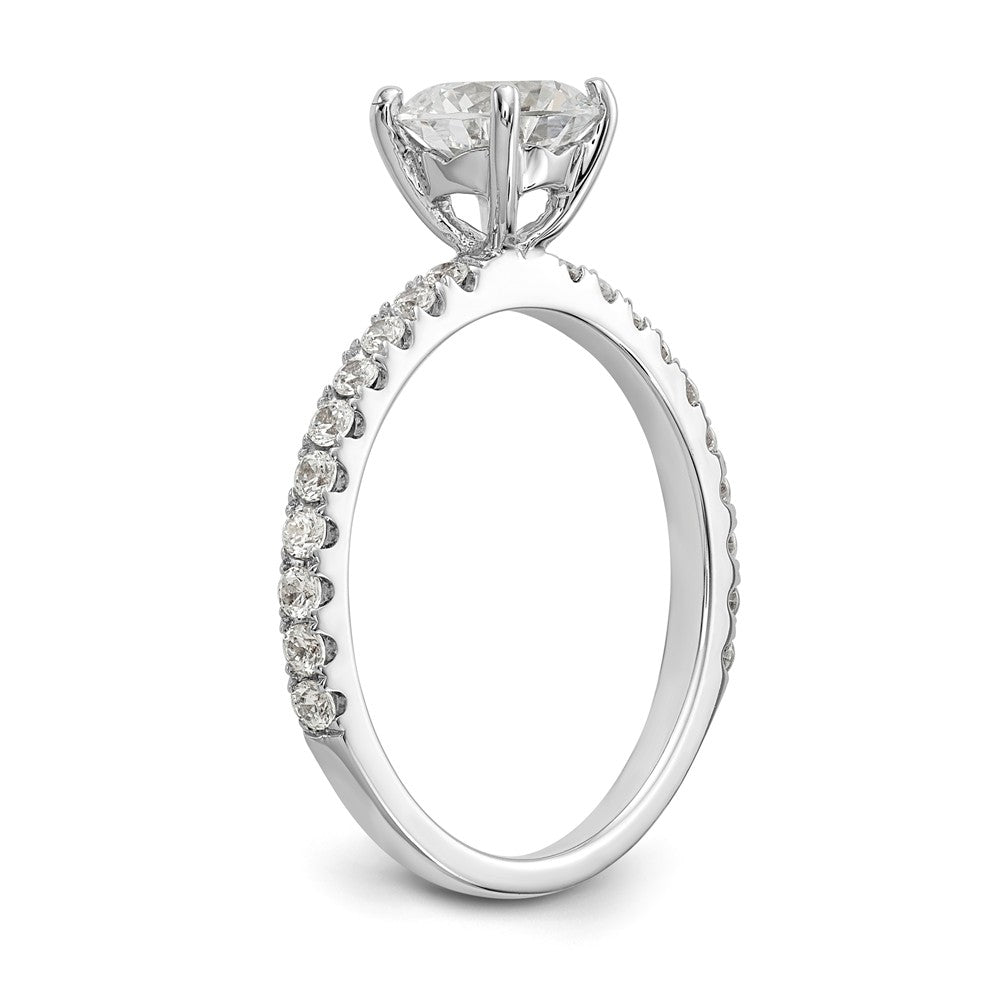 14K White Gold (Holds 1 carat (6.5mm) Round Center) 1/3 carat Diamond Semi-Mount Engagement Ring