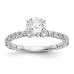 14K White Gold (Holds 1 carat (6.5mm) Round Center) 1/3 carat Diamond Semi-Mount Engagement Ring