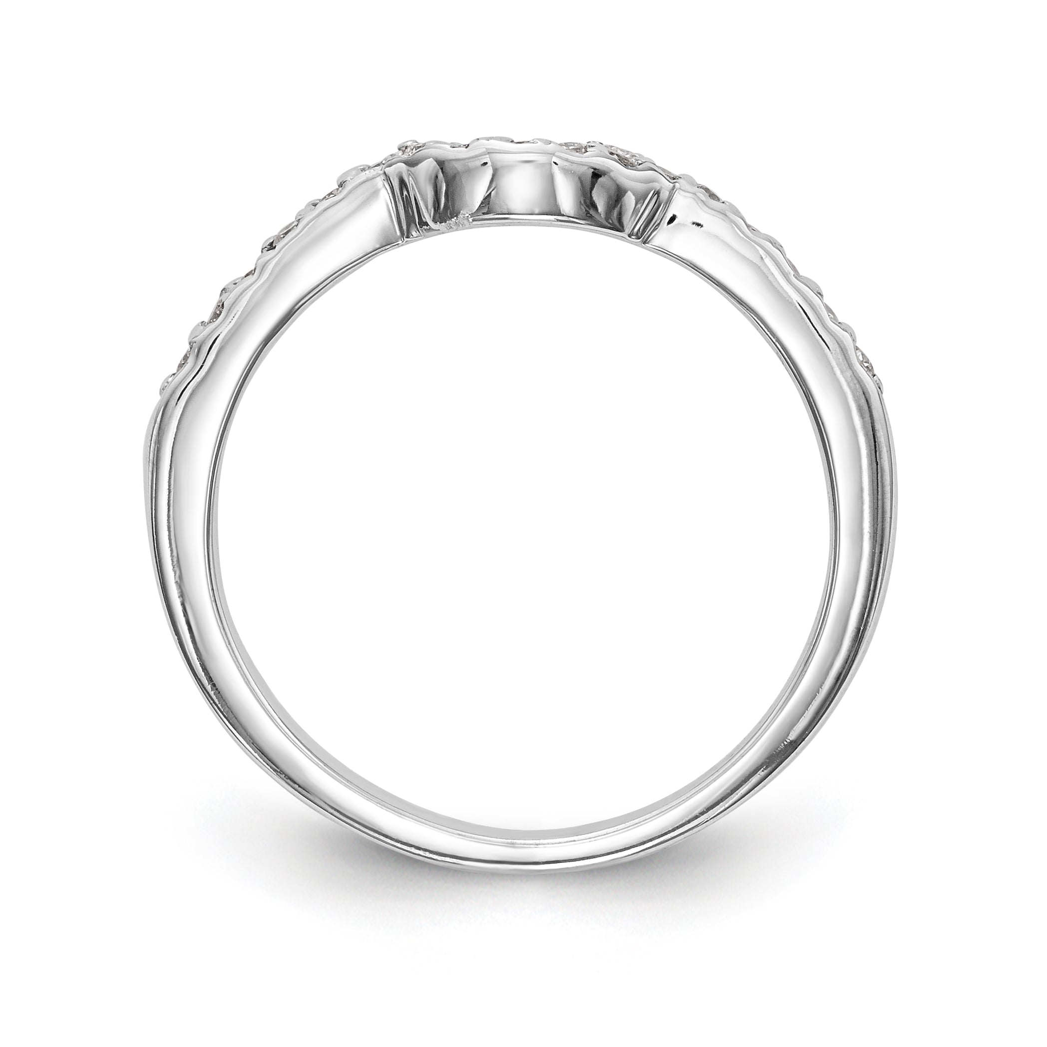 14K White Gold 1/4 carat Diamond Contoured Complete Wedding Band