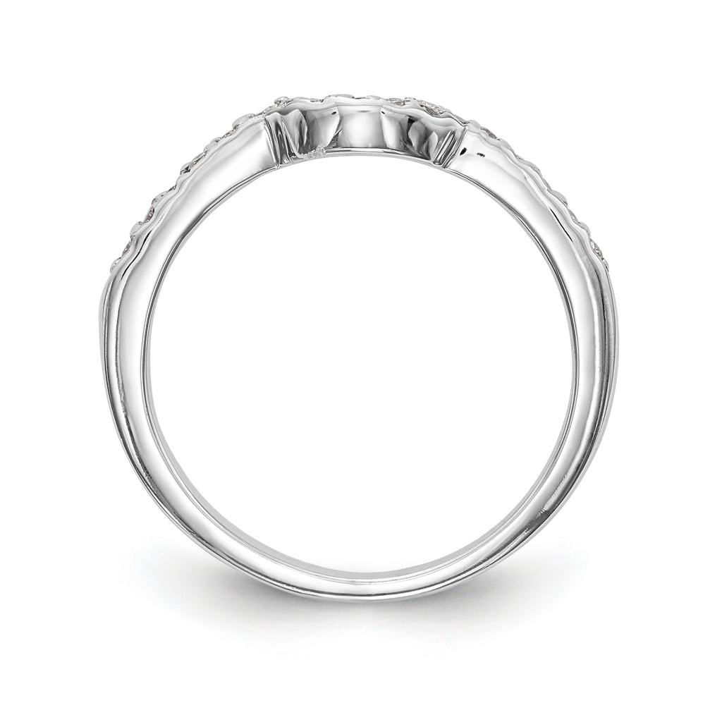 14K White Gold 1/4 carat Diamond Contoured Complete Wedding Band