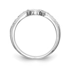 14K White Gold 1/8 carat Diamond Contoured Complete Wedding Band