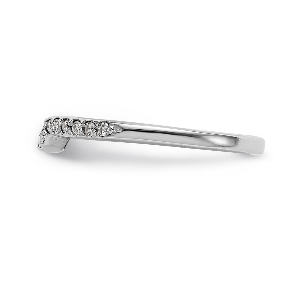 14K White Gold 1/8 carat Diamond Contoured Complete Wedding Band