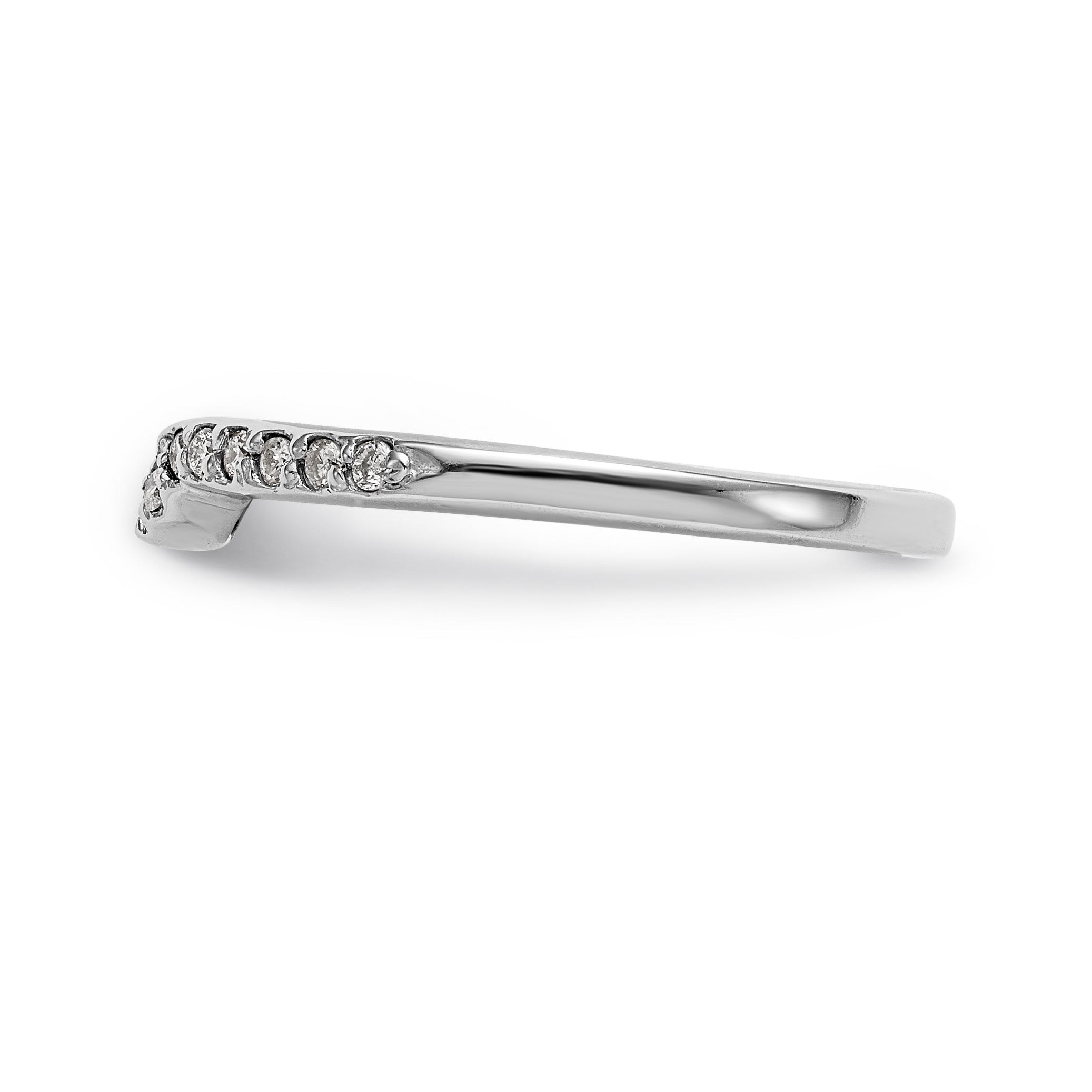 14K White Gold 1/4 carat Diamond Contoured Complete Wedding Band
