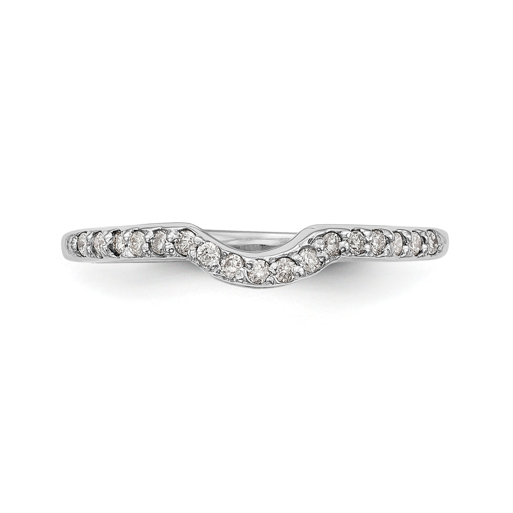 14K White Gold 1/8 carat Diamond Contoured Complete Wedding Band