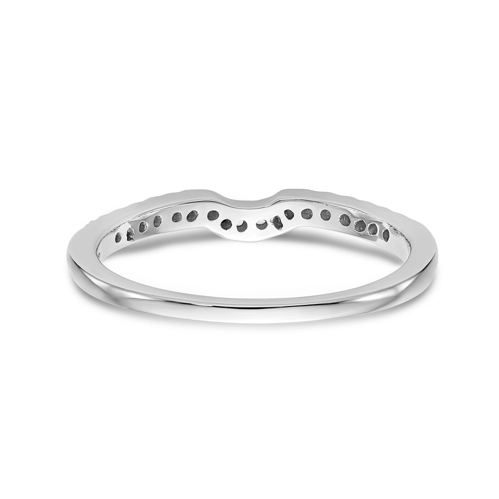 14K White Gold 1/8 carat Diamond Contoured Complete Wedding Band