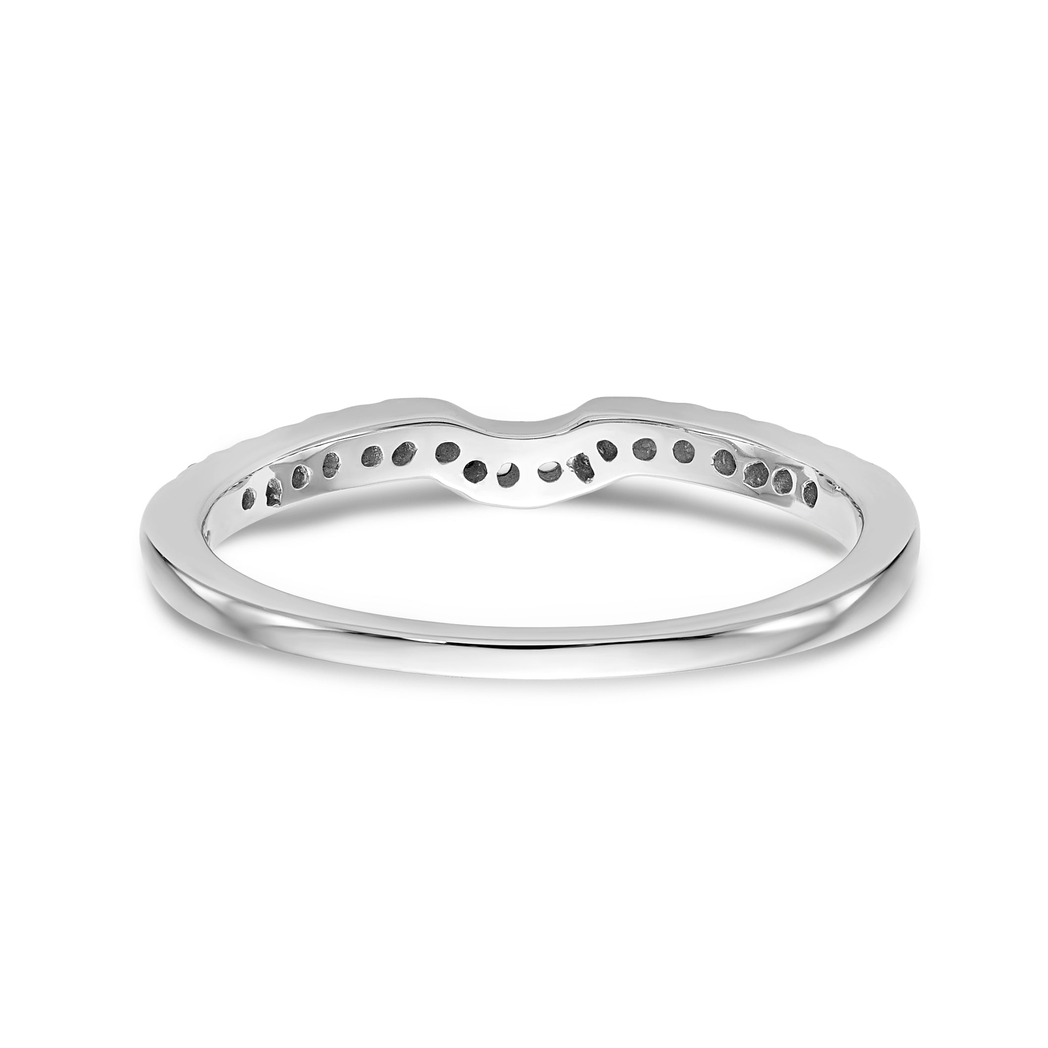 14K White Gold 1/8 carat Diamond Contoured Complete Wedding Band