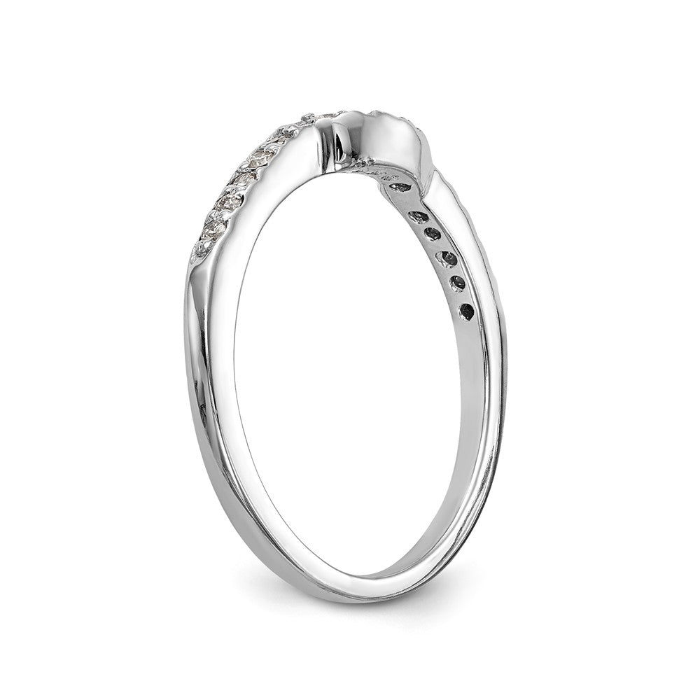 14K White Gold 1/8 carat Diamond Contoured Complete Wedding Band