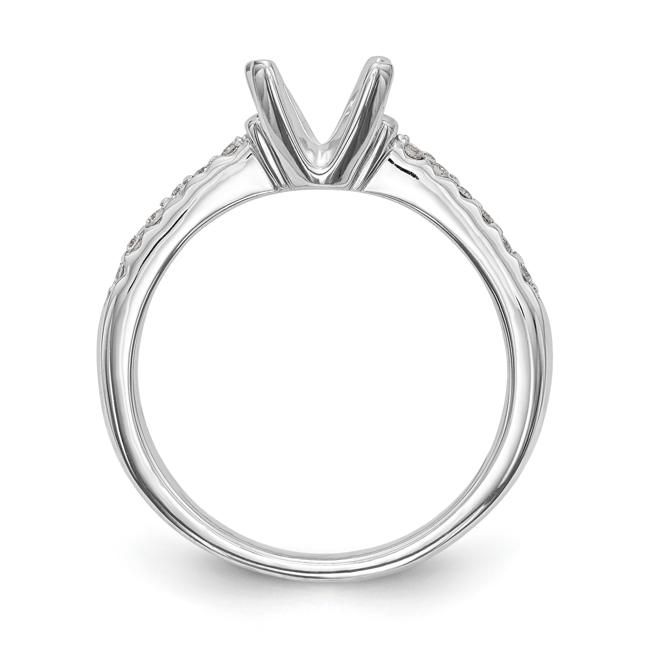 14K White Gold (Holds 1/2 carat (5.00mm) Round Center) 1/15 carat Diamond Semi-Mount Engagement Ring