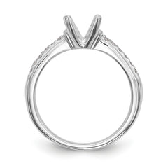 14K White Gold (Holds 2 carat (8.00mm) Round Center) 1/8 carat Diamond Semi-Mount Engagement Ring