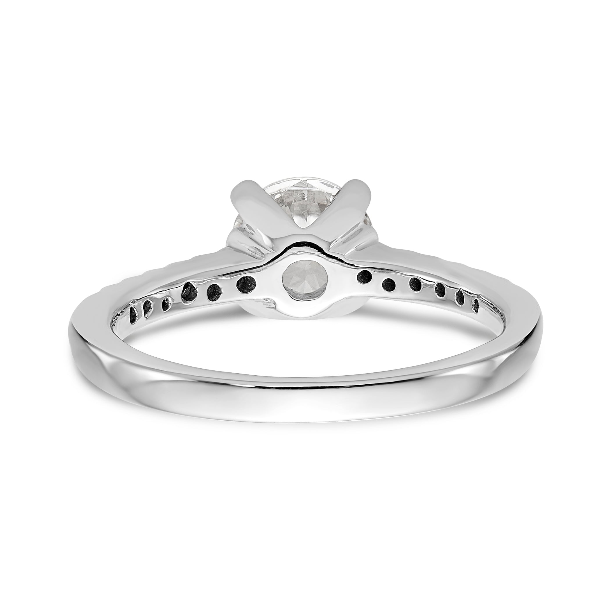 14K White Gold (Holds 3/4 carat (5.80mm) Round Center) 1/10 carat Diamond Semi-Mount Engagement Ring