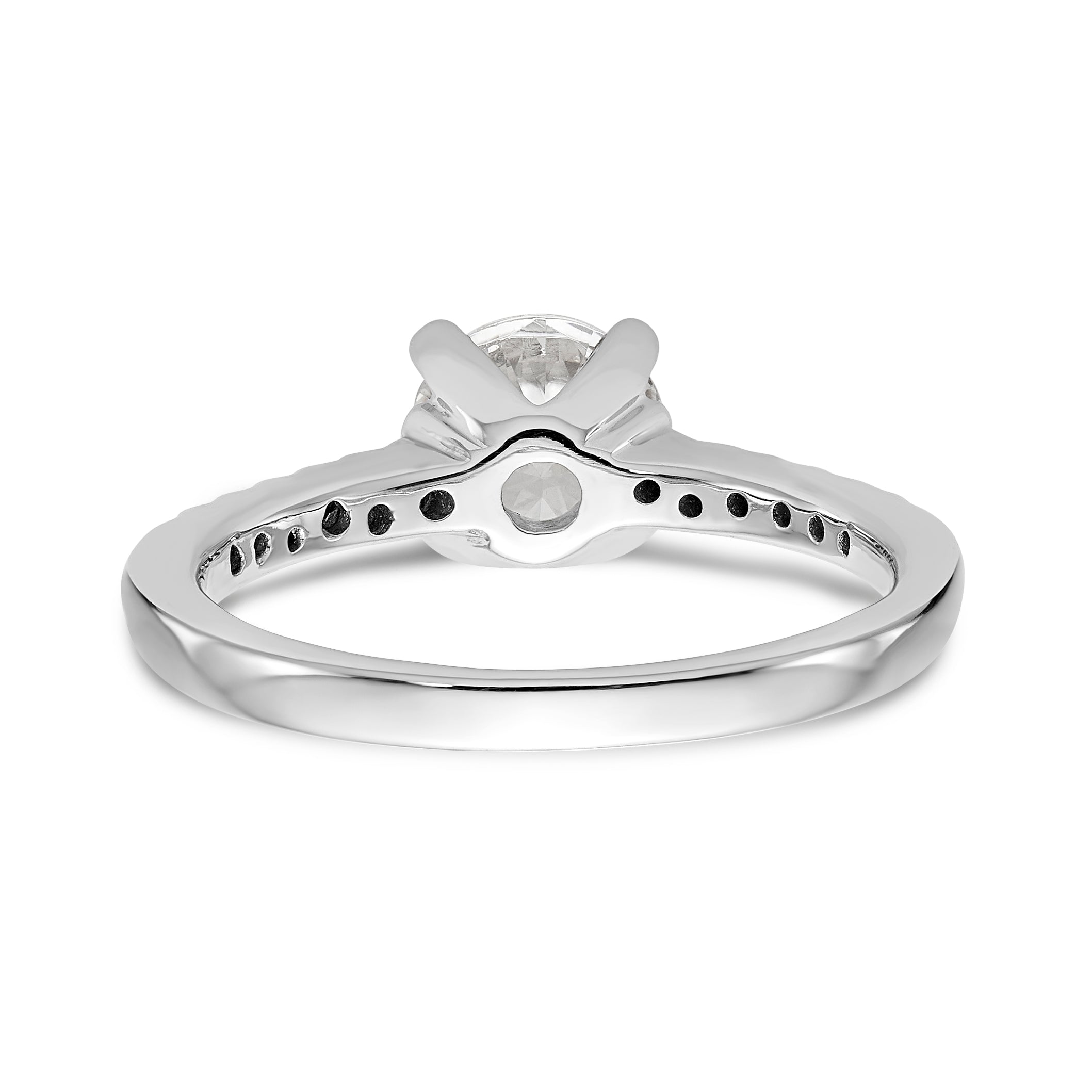 14K White Gold (Holds 1 carat (6.50mm) Round Center) 1/8 carat Diamond Semi-Mount Engagement Ring